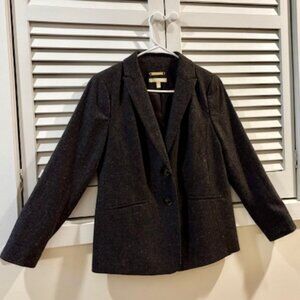 Women's Wool Heringbone Blazer from Talbots in Chocolate Brown, Size 6P